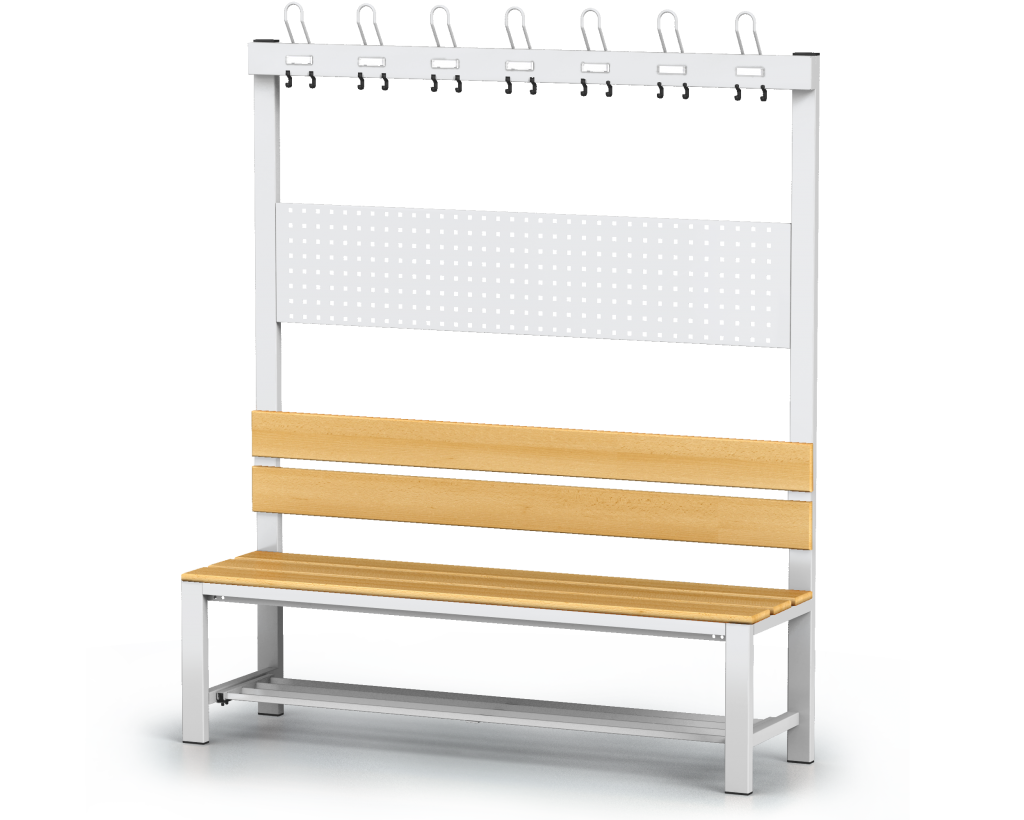 Benches with backrest and racks, beech sticks -  with a reclining grate 1800 x 1500 x 430